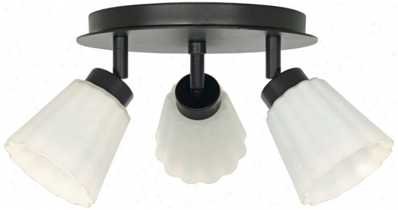 Scalloped Opal Etchedd Glass 3-light Ceiling Fixture (p0947)