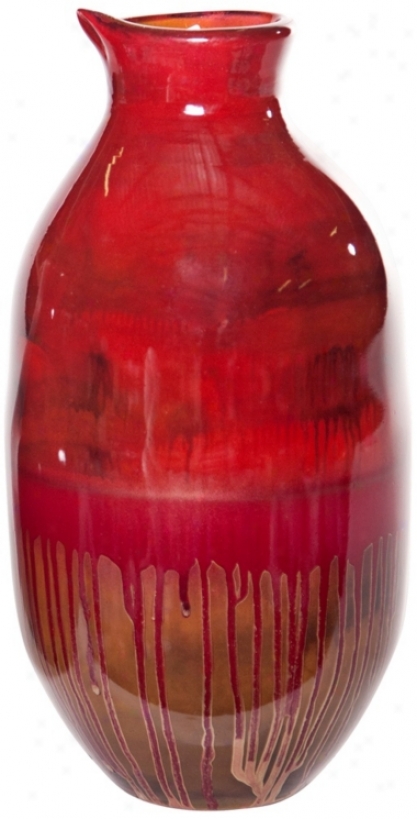 Scarlet Drip Recycled Glass Capacious Urn (w6778)