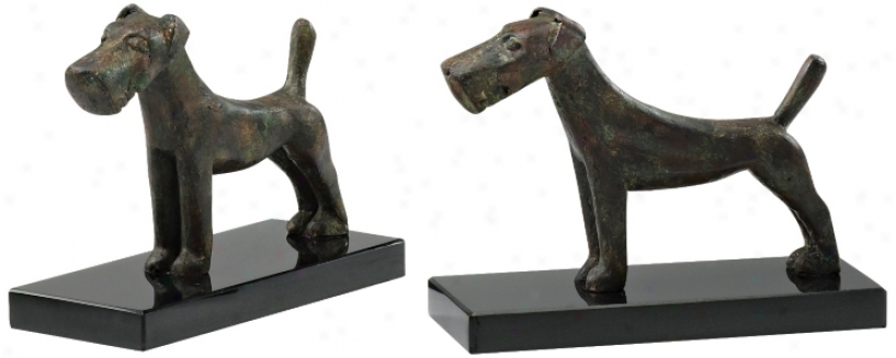 Scotty Dog Bookend Sculptures (j7674)