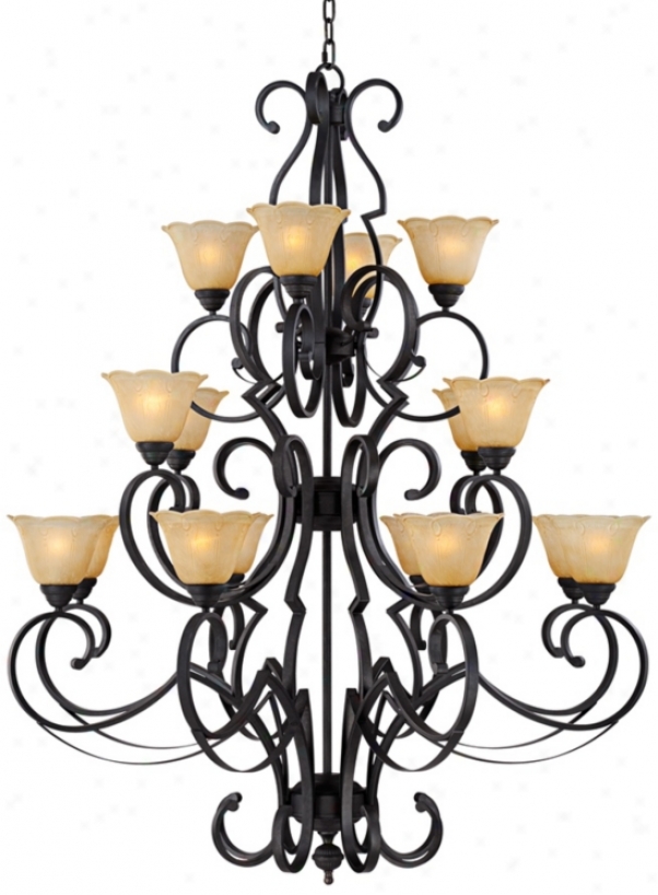 Scroll Arm Harden Finish Three Tier Chandelier (17367)