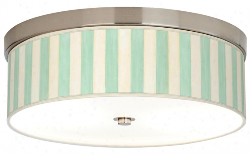 Seaside Stripe Green Giclee Nicmel Cfl Flushmount Ceiling Light (h8796-m0643)