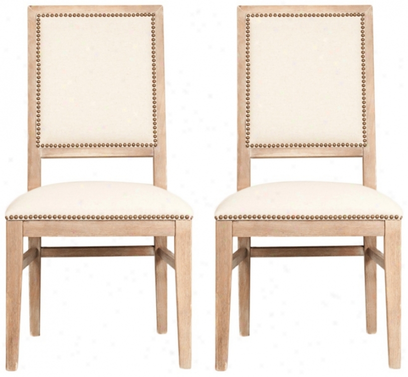 Decline Of 2 Dexter Stone Overlay  Acacia Forest Dining Chairs (t7272)