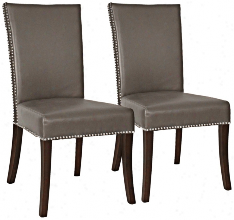 Fix Of 2 Soho Pebble Gray Bicast Leather Dining Chairs (t7308)