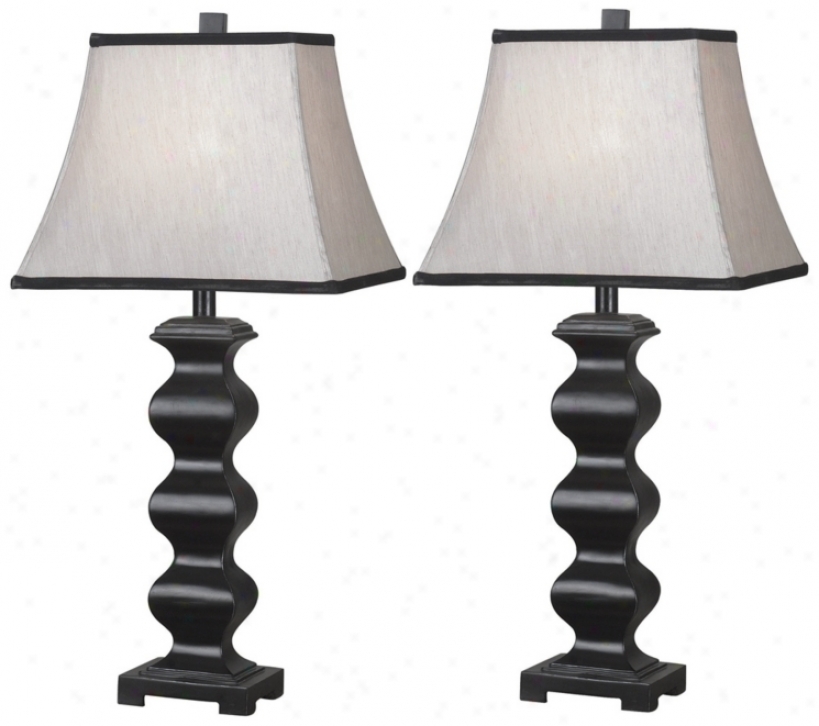 Set Of 2 Steppe Black Table Lamps (p0694)