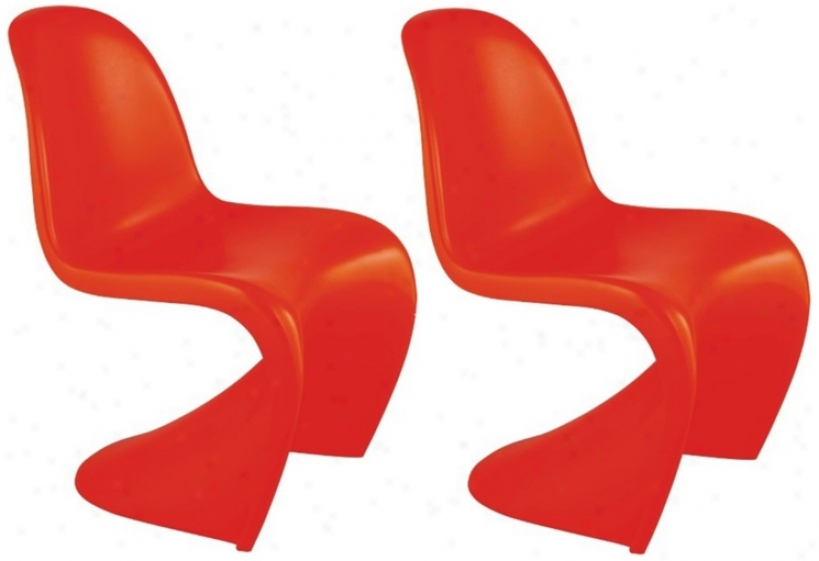 Set Of 2 Zuo Baby S Orange Kids Chairs (v7713)