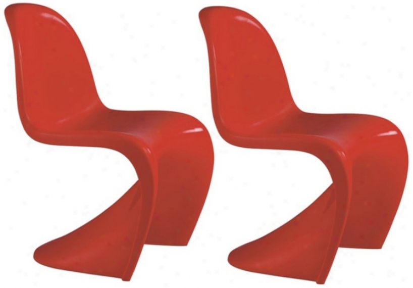 Set Of 2 Zuo Baby S Red Kids Chairs (v7711)