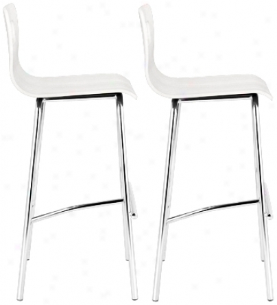 Set Of 2 Zuo Escape White Counter Stools (t7641)