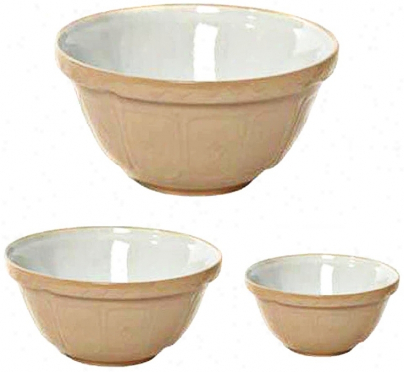 Set Of 3 Cane Mason Cash Mixing Bowls (w2520)