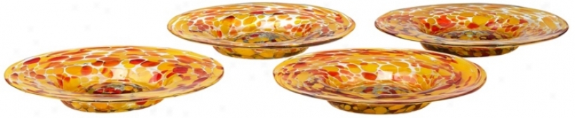 Set Of 4 Inferno Spanish Glass Plates (w3928)