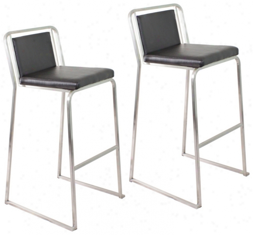 Set Of Two Cascade Black 29 1/2" High Bar Stools (n2531)