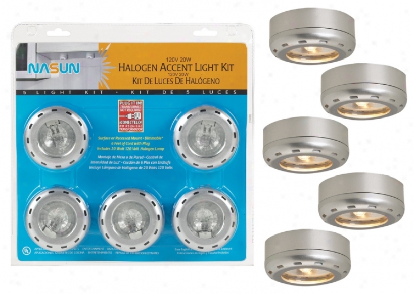 Silver Finish 5-pack 20 Watt Halogen Puck Light Kit (86407)