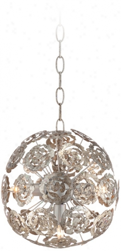 Silver Flower 9" Wide Metal Pendant Light (w8399)