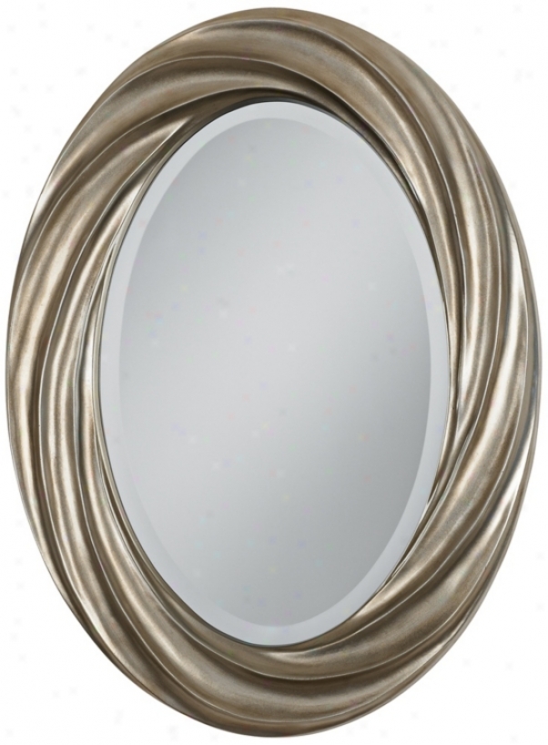 Silver Swirl 30" High Oval Wall Mirror (v0430)