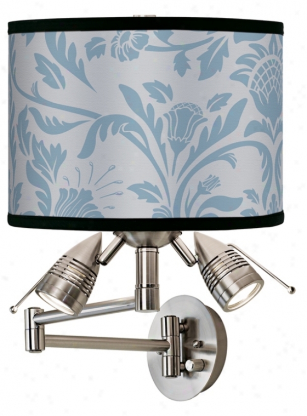 Silvery Blue Floret Giclee Swing Arm Wall Light (80379-95135)