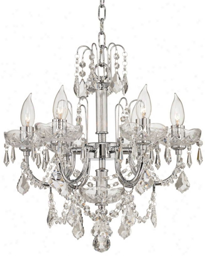 Six Light Clear Crystal 17" Wide Chandelier (p4439)