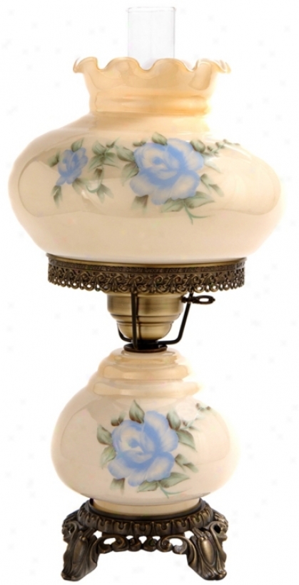 Small Blue Rose Night Light Hurricane Table Lamp (f7965)