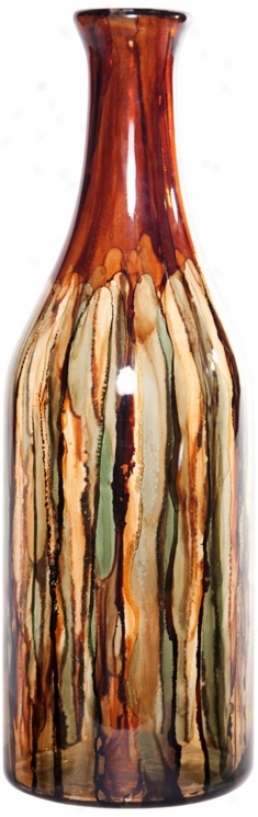 Smokey Topaz Large Hand-blown Glass Bottle (w6771)