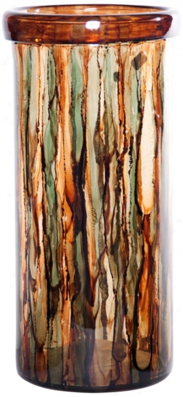 Smokey Topaz Large Hand-blown Glass Cylinder (w6776)