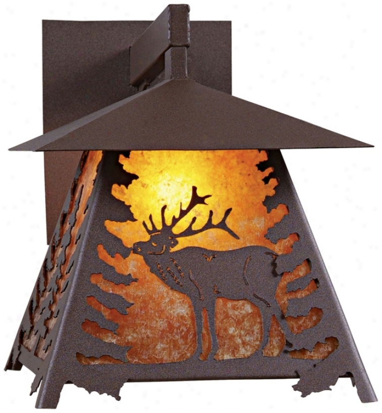 Smoky Mountain Elk 14" High Outdoor Wall Light (j0491)