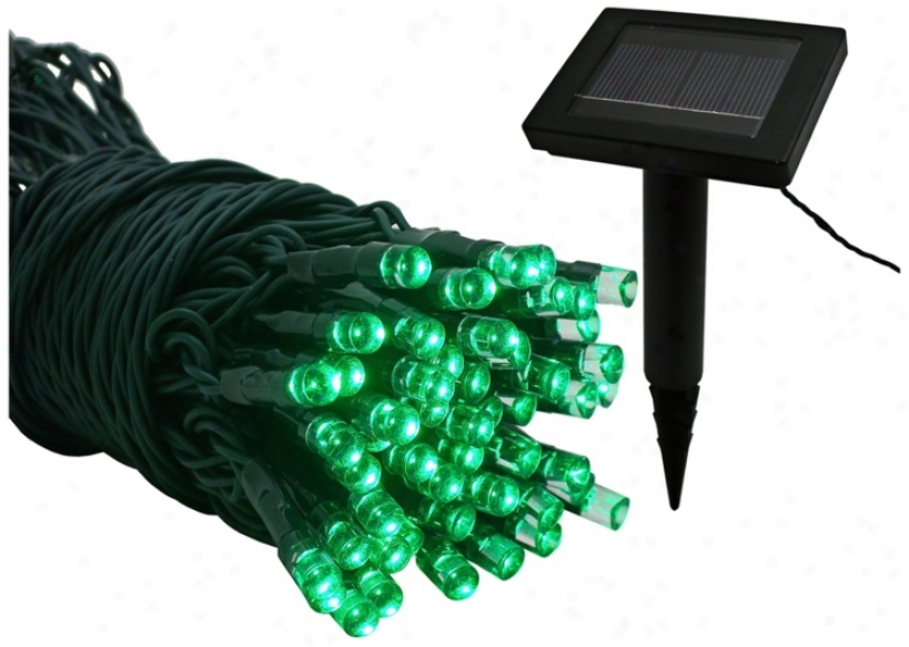 Solar 22 Foot Long Led Green String Libhts (t2746)