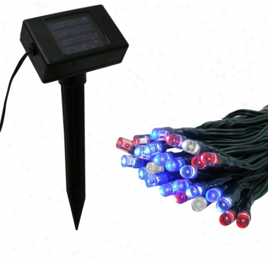 Solar 50 Led Red, White And Blue String Lights (v5027)