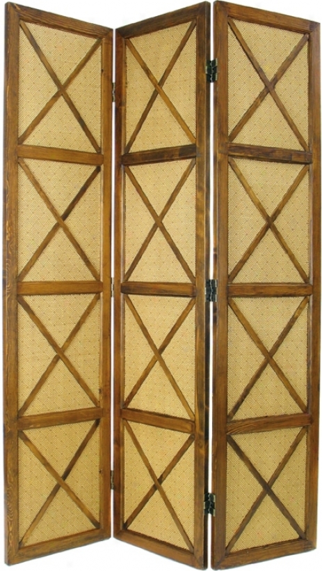 South Sea Three-panel Light Brown Screen (h2272)