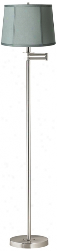 Spa Blue Drum Brushed Nickel Scope Arm Floor Lamp (42316-w9056)