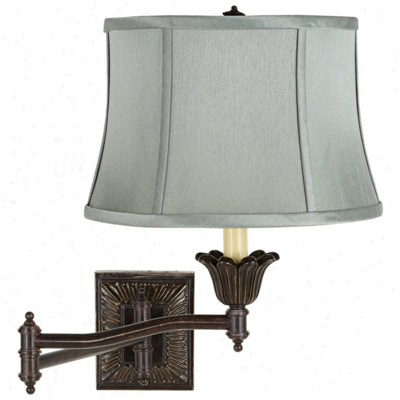 Spa Blue Shade Bronze Plug-in Swing Arm Wall Lamp (u3743-51755)