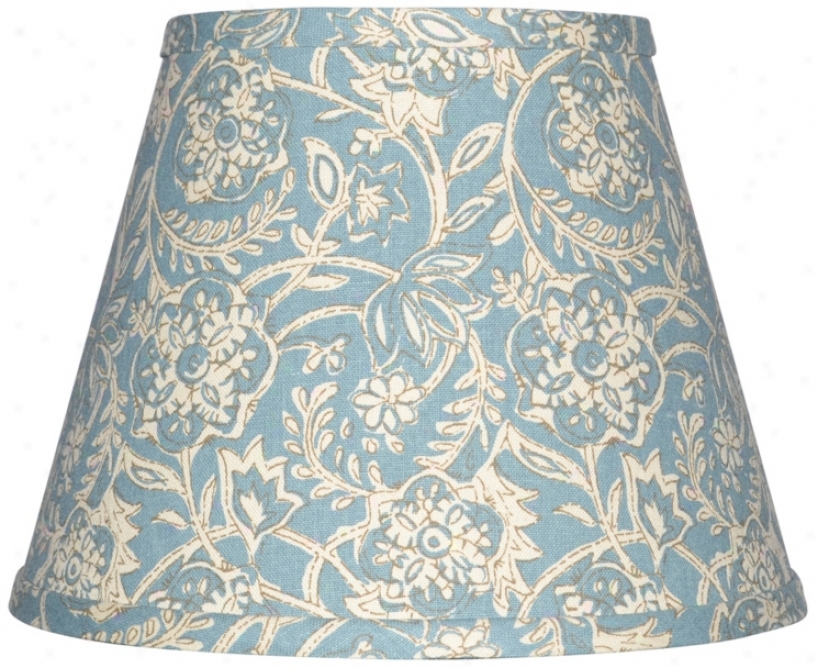 Spa Blue With Cream Floral Lamp Shade 9x16x12 (spider) (w0170)