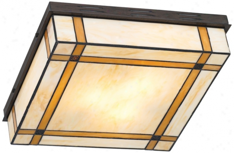 Square Tiffany Art Glass Flushmount Ceiling Light (15450)