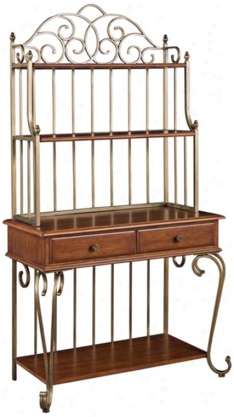 St. Ives Cinnamon Cherry Wood Baker's Rack (w3215)