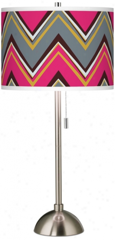 Stacy Garcia Chevron Pride Pink Giclee Brushed Steel Table Lamp (60757-y3313)