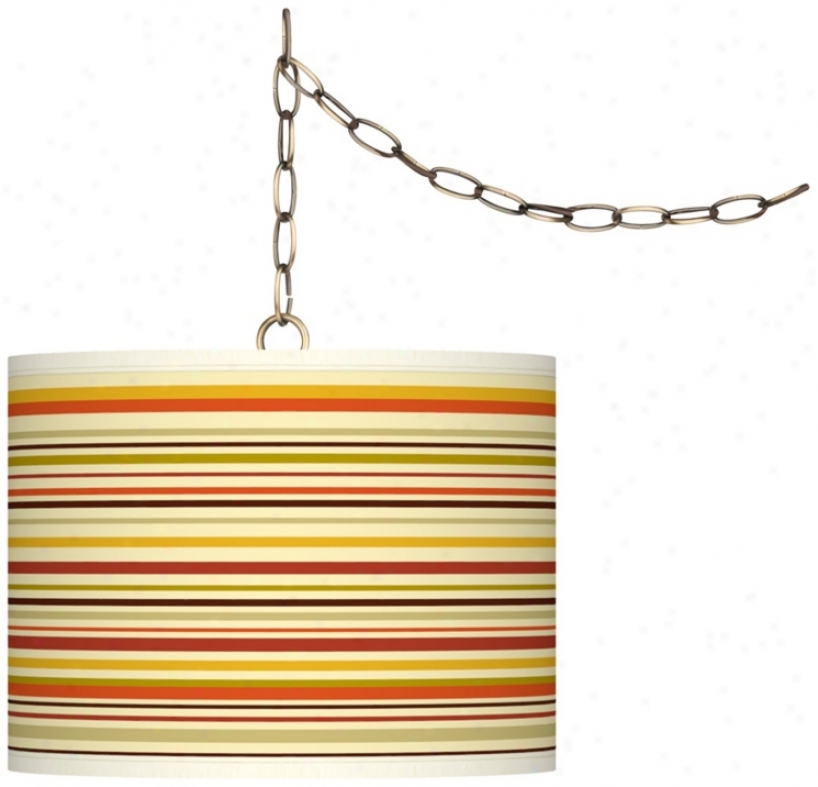 Stacy Garcia Lemongrass Stripe 13 1/2" Brass Swag Lamp (w7782-x9263)