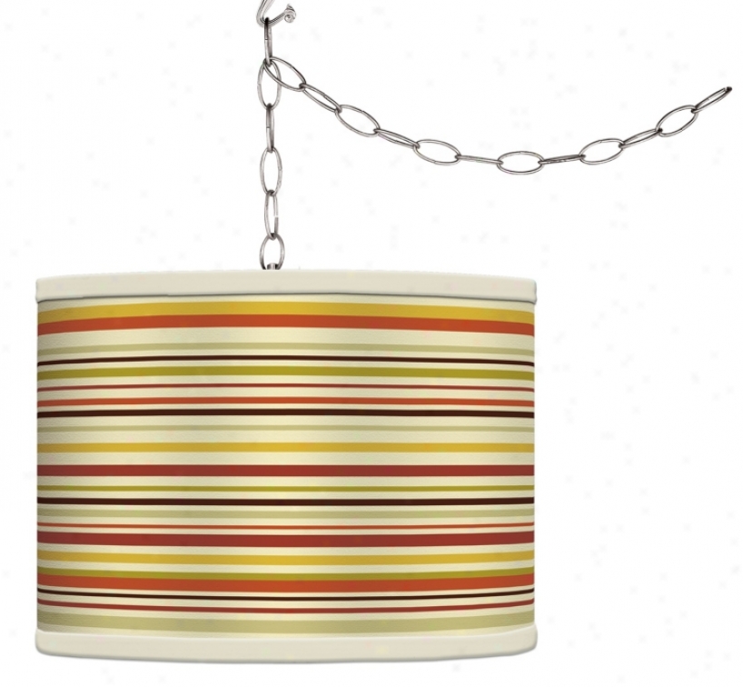 Stacy Garcia Lemongrass Stripe Giclee Plug-in Swag Chandelier (f9542-g9542)