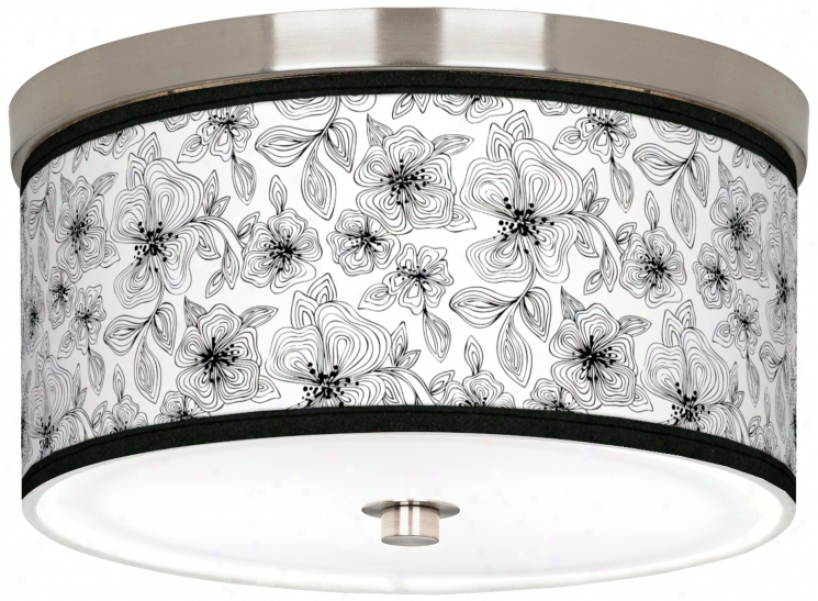 Stacy Garcia Linear Floral 10 1/4" Cfl Nickel Ceiling Light (j9214-u4711)