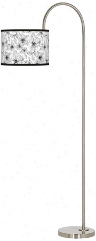 Stacy Garciaa Linear Floral Giclee Brushed Steel Floor Lamp (m3882-u4670)