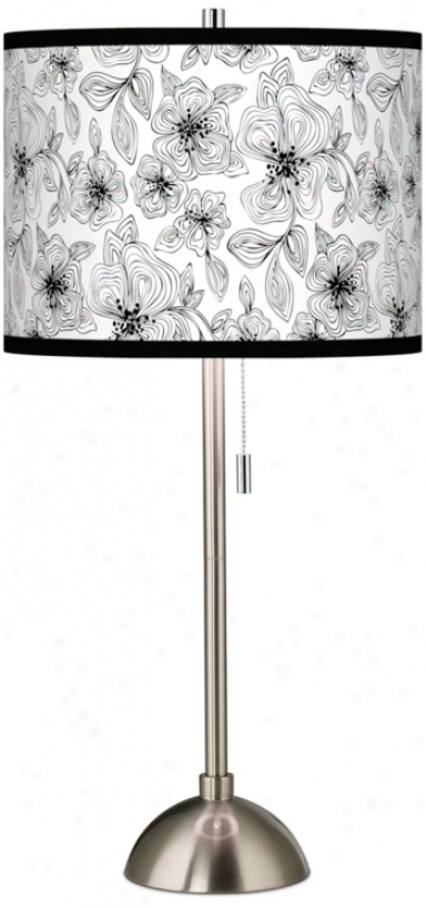 Stacy Garcia Linear Floral Giclee Contemporary Table Lamp (60757-u4662)