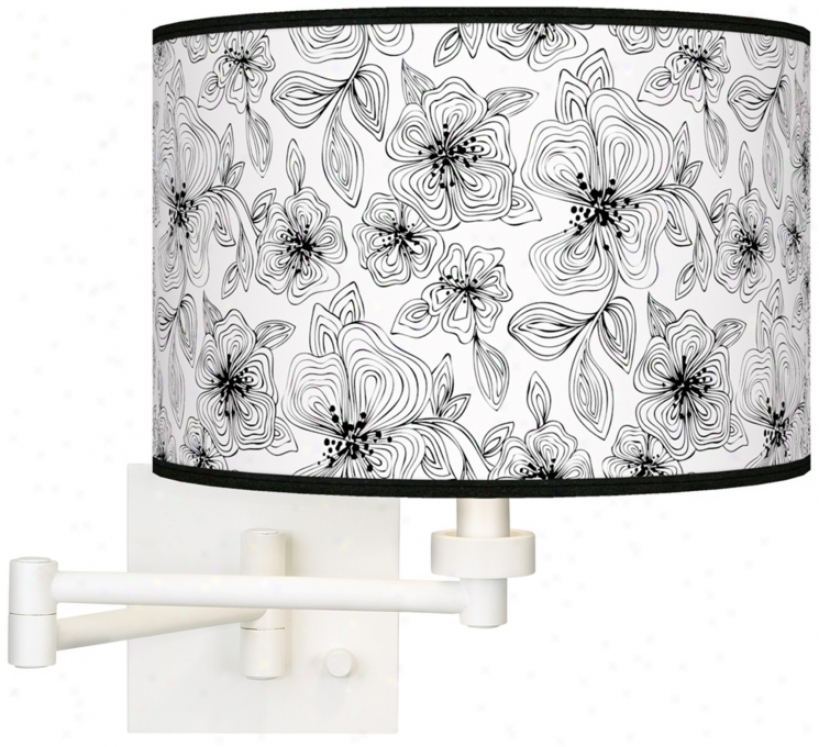 Stacy Garcia Linear Floral Giclee White Depend Arm Wall Light (h6558-u4733)