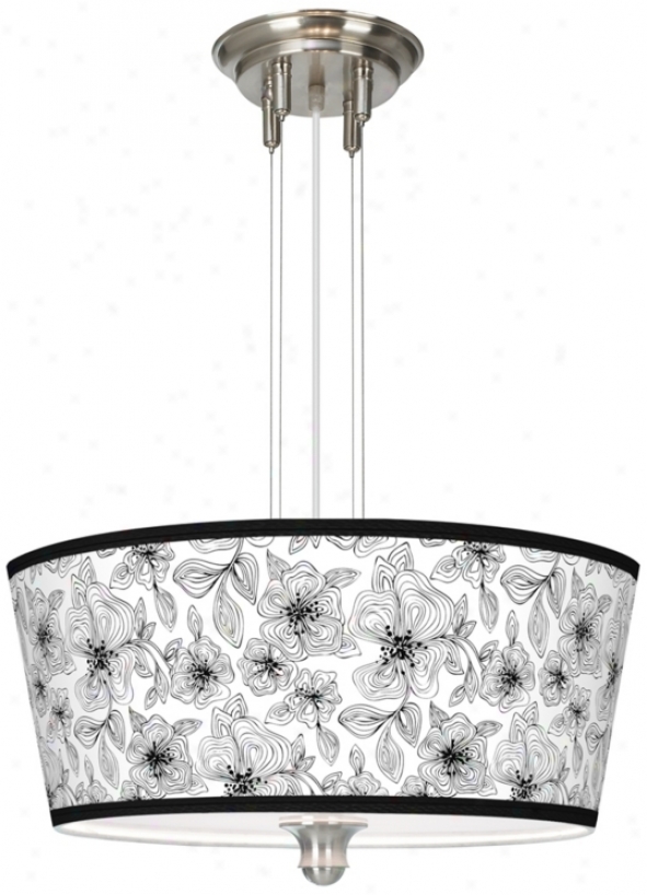 Stacy Garcia Linear Floral Shade 18" Wide 3-light Pendant (m2296-u4684)