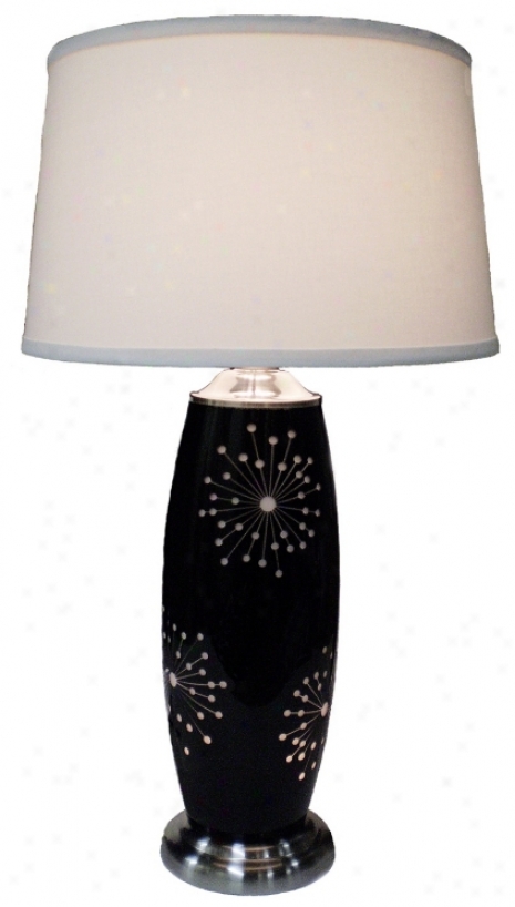 Star Cased Black Glass Night Illuminate Table Lamp (p5485)