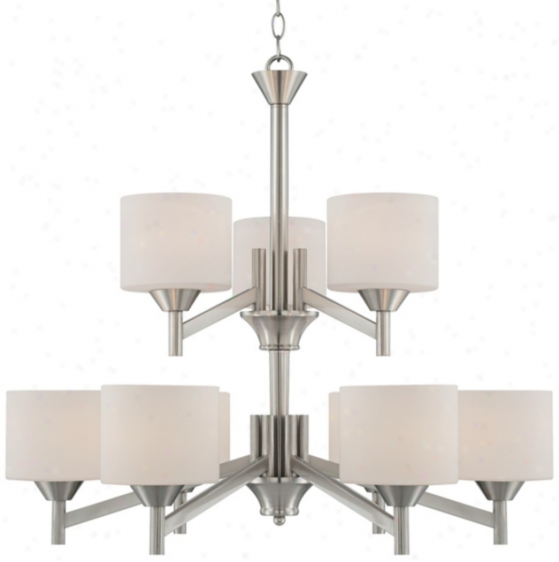 Starry Brushed Steel 30" Spacious Two-tier Entry Chandelier (t7058)