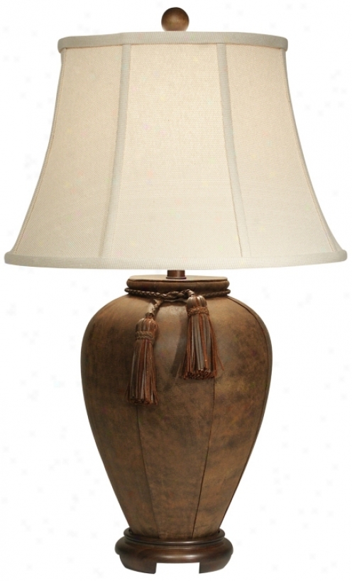 Suede Wood Table Lamp (f9403)