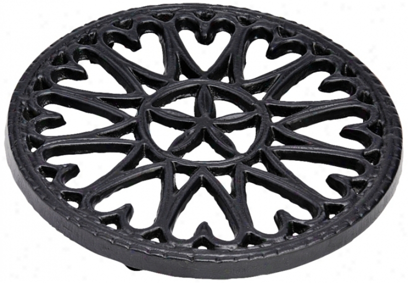 Sunburst Dark Rundle Cast Iron Trivet (u9118)