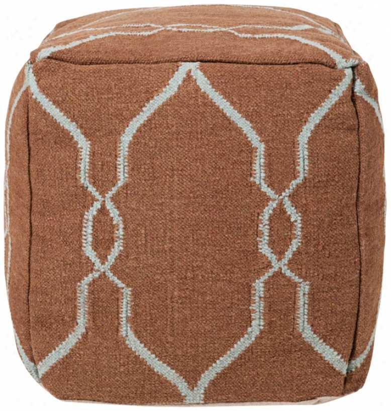 Surya 18" Square Mocha Brown Wool Ottoman Pouf (y3015)