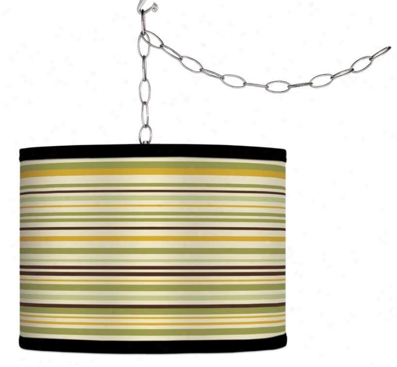 Swag Style Avocado Stripe Giclee Plug-in Chandelier (f9542-g9545)