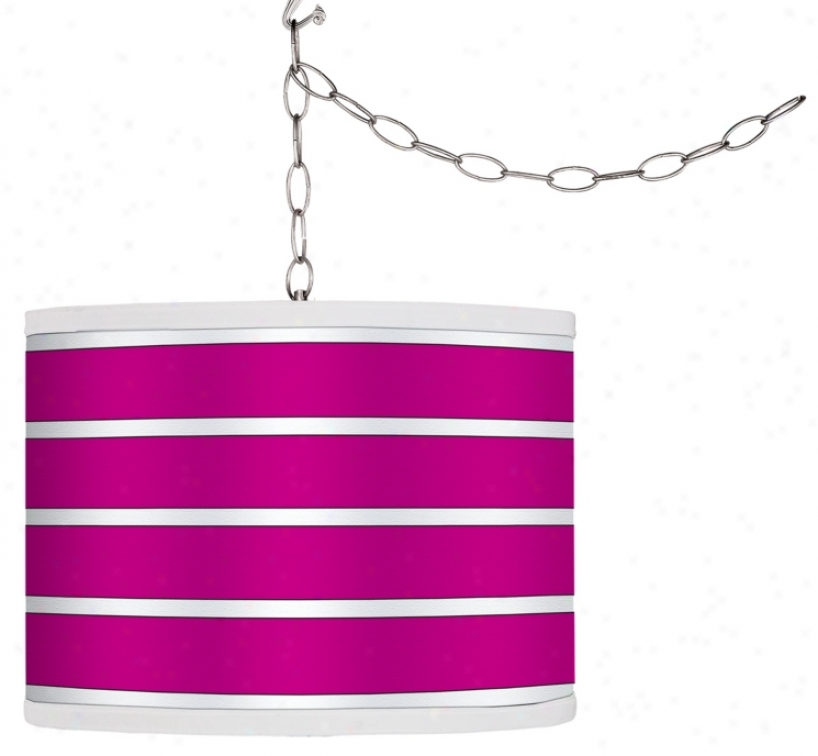 Swag Style Bold Minnow Stripe Shade Plug-in Chandelier (f9542-g4283)