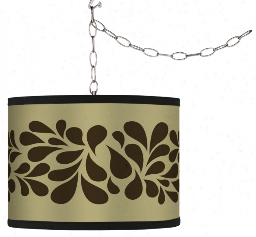 Swag Style Brown Splash On Tan Shade Plug-i Chandelier (f9542-g4307)