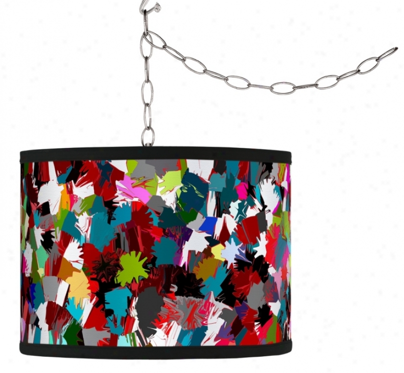 Swag Style Color Splatter Shad ePlug-in Chandelier (f9542-g9575)