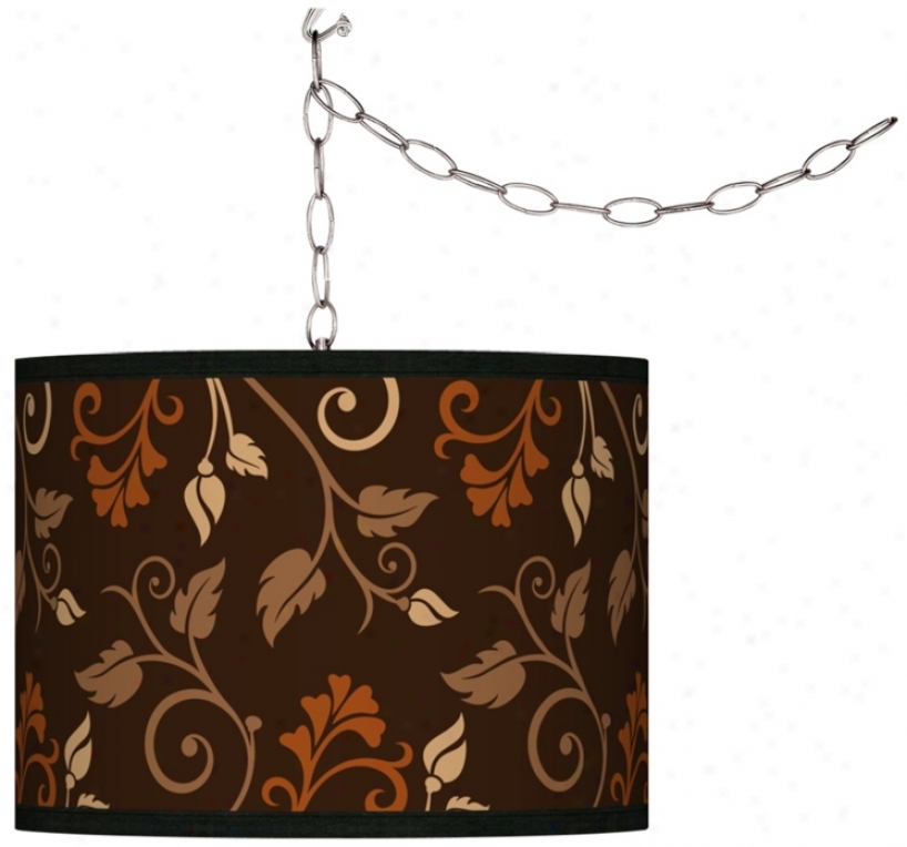 Swag Style Leaves Shade Plug-in Chandelier (f9542-n5226)