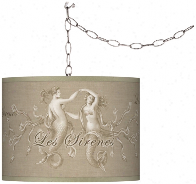 Swag Style Les Sirenes Natural Shade Plug-in Chandelier (f9542-t9423)